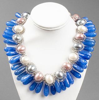 Vilaiwan Faux Pearl And Stone Fringe Necklace