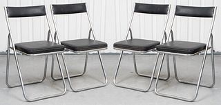 Modern Chrome Folding Chairs, 4