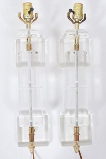 Mid-Century Modern Lucite Wall Sconces, Pair