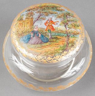 Venetian Murano Painted Glass Covered Bowl