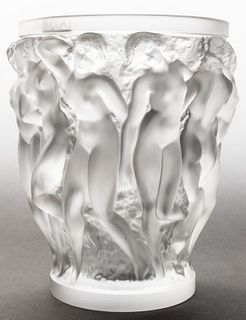 Lalique "Bacchantes" Large Frosted Art Glass Vase