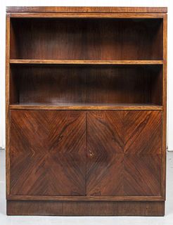 Italian Art Deco Walnut Cabinet Bookcase