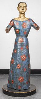 Spanish Colonial Polychrome Sculpture of Woman