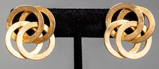 Mid-Century Modern 14K Yellow Gold Circle Earrings