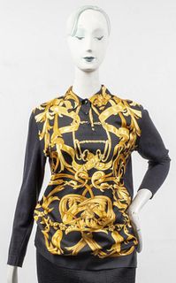 Hermes Black Baroque Motif Shirt
