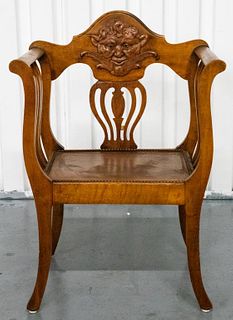 Renaissance Revival Fruitwood Open Armchair