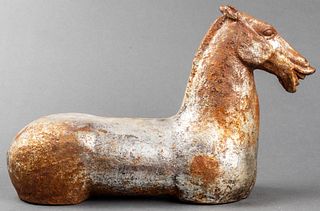 Paint Decorated Cast Iron Model Of A Han Horse