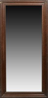 French Louis XVI Style Carved Beech Overmantel Mirror, 19th c., the twist carved frame around a rectangular plate, with a carved liner, H.- 61 in., W.