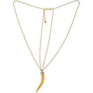18K YELLOW AND WHITE GOLD NECKLACE AND PENDANT WITH DIAMONDS, CARRERA Y CARRERA, AVA COLLECTION 135 diamonds