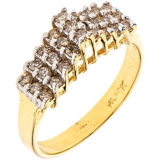 14K YELLOW GOLD RING WITH DIAMONDS 27 Brilliant cut diamonds ~0.38 ct. Weight: 3.2 g. Size: 6 ¾