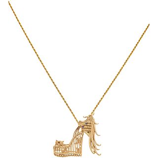 NECKLACE AND PENDANT IN 14K YELLOW GOLD, CERTIFICATE OF ANYA MYAGKIKH BRAND, Weight: 18.3 g
