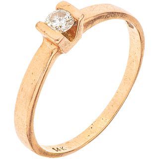 SOLITAIRE RING WITH DIAMOND IN 12K PINK GOLD 1 Brilliant cut diamond ~0.13 ct Clarity: SI1-SI2 Color: I. Size: 7 ¼