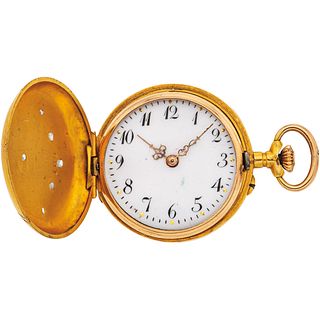 POCKET WATCH WITH DIAMONDS IN 18K YELLOW GOLD Movement: manual (doesn't work, requires service). Weight: 16.7 g