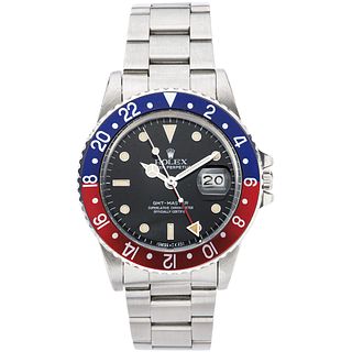 ROLEX OYSTER PERPETUAL GMT-MASTER SPIDER DIAL WATCH IN STEEL REF. 16750, CA. 1984 - 1985  Movement: automatic.