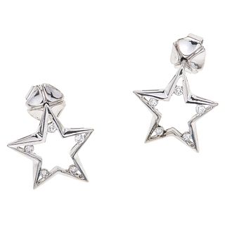 PAIR OF STUD EARRINGS WITH DIAMONDS IN 14K WHITE GOLD 10 Brilliant cut diamonds ~0.25 ct. Weight: 4.1 g