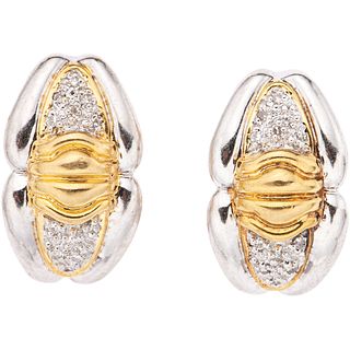 PAIR OF EARRINGS WITH DIAMONDS IN 14K YELLOW GOLD 24 8x8 cut diamonds ~0.16 ct. Weight: 7.3 g