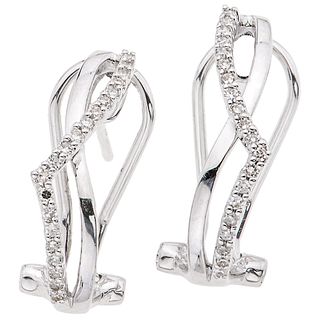 PAIR OF EARRINGS WITH DIAMONDS IN 14K WHITE GOLD 40 8x8 cut diamonds ~0.24 ct. Weight: 3.1 g