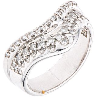 RING WITH DIAMONDS IN 14K WHITE GOLD 39 brilliant cut diamonds ~0.39 ct. Weight: 7.3 g. Size: 7 ½
