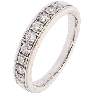 HALF ETERNITY RING WITH DIAMONDS IN 18K WHITE GOLD 9 Brilliant cut diamonds ~0.45 ct. Weight: 3.8 g. Size: 6 ½