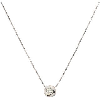 CHOKER AND PENDANT WITH DIAMOND IN 14K WHITE GOLD 1 Brilliant cut diamond ~0.10 ct. Weight: 1.3 g