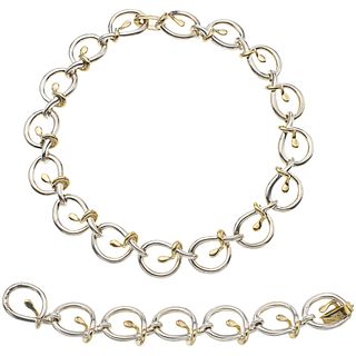 SET OF CHOKER AND BRACELET IN .925 SILVER AND VERMEIL, TANE Weight: 253.2 g