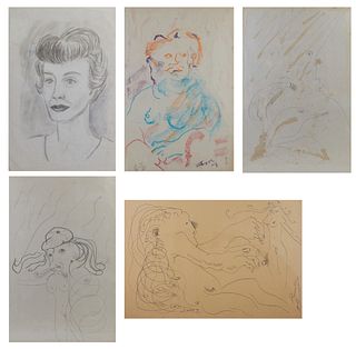 Noel Rockmore (1928-1995, New Orleans), and Jake Calico, "Nude Sketch," graphite, signed by both; and Rockmore, "Two Nude Sketches," unsigned, togethe