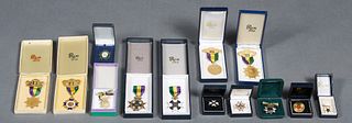 Group of Mardi Gras Ducal Badges, including six men's badges for 1962, 1960, 1970, 1969, 1954, and 1953, all in original presentation boxes; together 