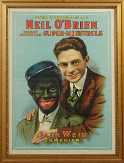 Neil O'Brien Great American Super Minstrels Poster for Jack Weir, Comedian, early 20th c., by the Stowbridge Lithograph Co., Cincinnatti and New York,