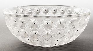 Lalique "Nemours" Frosted Art Glass Bowl