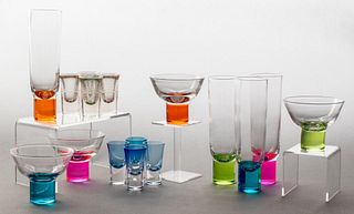 Modern Colored Glass Barware, 16 Pcs.