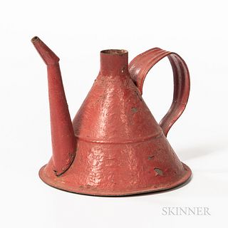 Shaker Red-painted Tin Oil Can,late 19th/early 20th century