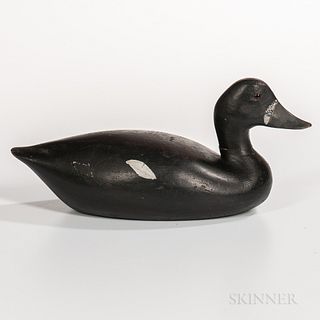 Carved and Painted Black Duck Decoy,America, 20th century