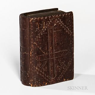 Chip-carved Spruce Gum Book-form Box,19th century