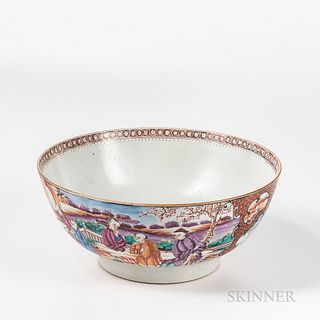Polychrome Decorated Export Porcelain Punch Bowl,China, early 19th century