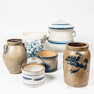 Group of Blue-decorated Stoneware Vessels