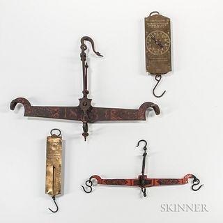 Two Iron Balance Scales and Two Spring Scales,19th century