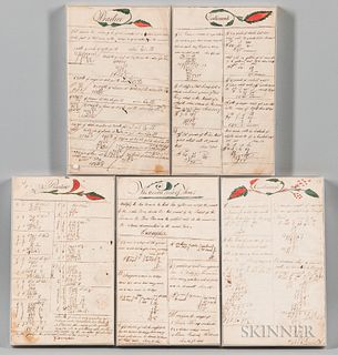 Five Framed Mathematical Exercise Pages,America, 19th century