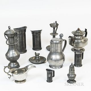 Eleven Pieces of Pewter Tableware