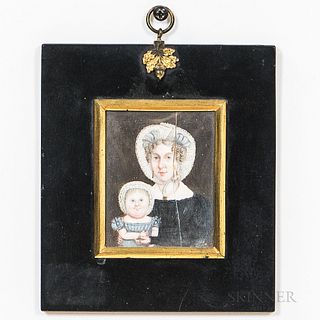 Portrait Miniature of a Mother and Child,late 18th/early 19th century