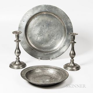 Three Pieces of Pewter Tableware