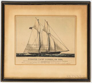 Currier & Ives Framed Schooner Yacht Cambria, 199 Tons