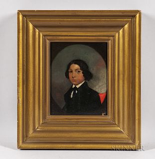 William H. Townsend (Connecticut, 19th Century)

Portrait of a Young Man in a Black Jacket. Inscribed and dated "Painted By/Wm H. Towns/May 1842" on t