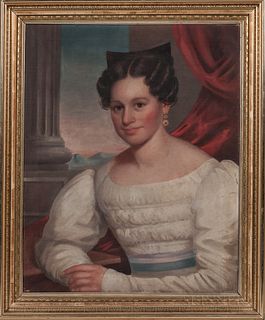 American School, Mid-19th Century

Portrait of Rebecca Edwards. Unsigned, identified on a label on the back of the stretcher. Oil on canvas, 29 3/4 x 