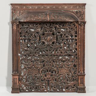 Bronze-plated Cast Iron Fireplace Grate,Dawson Brothers, Ohio, late 19th/early 20th century