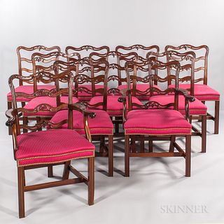 Set of Ten Chippendale-style Dining Chairs,made by Alan Breed, Salmon Falls, Maine, late 20th century