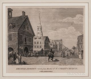 William Russell Birch (Anglo/American, 1755-1834)Second Street North from Market Street with Christ Church Philadelphia