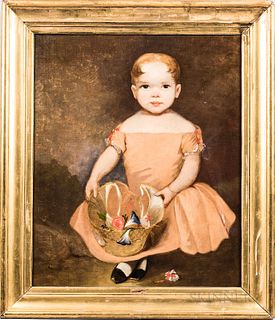 American School, Mid-19th Century

Portrait of Lizzie Getz, c. 1853. Unsigned. Oil on canvas, 30 x 25 in., in a period gilt-gesso frame. Condition: Re