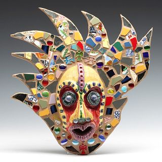 A LATE 20TH CENTURY ARTIST SIGNED MOSAIC MASK