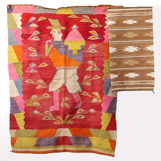 A SOUTH AMERICAN PICTORIAL WEAVING AND NAVAJO RUG
