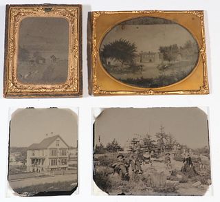 (4) EARLY AMBROTYPE LANDSCAPE PHOTOS